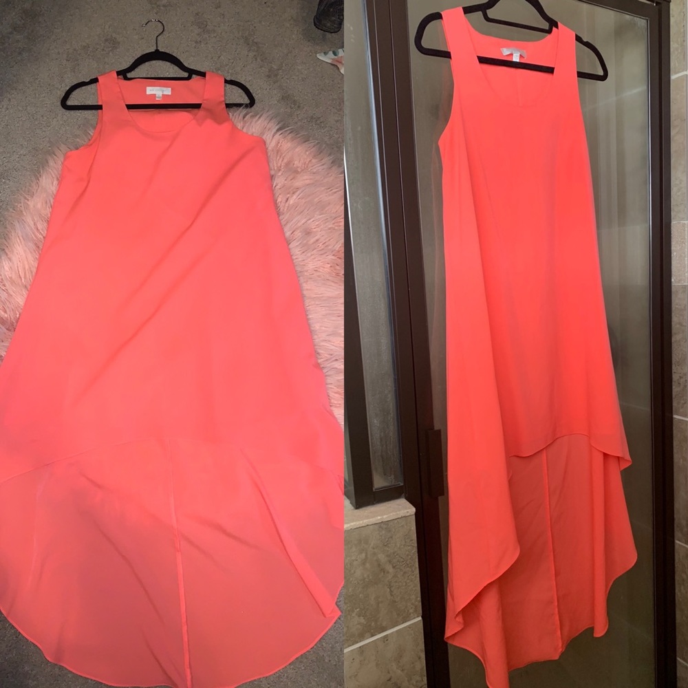 Coral high low dress